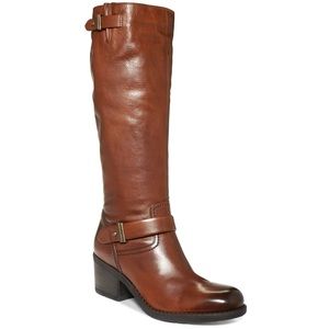 BROWN/COGNAC KNEE HIGH LEATHER BOOTS